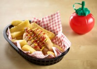 BLACK Fast Food Plastic Basket with Food & Ketchup Dispenser